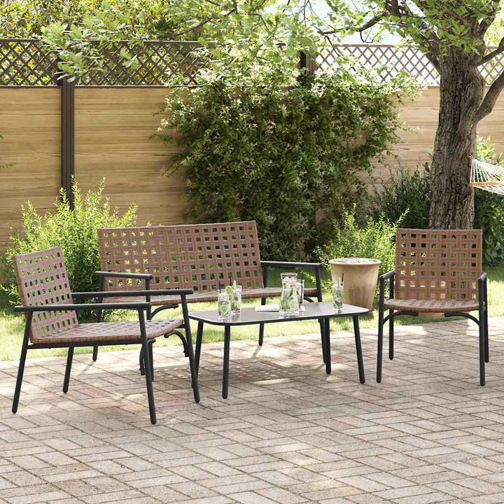 Have Spisebordssæt 4 pcs Brun polyrattan
