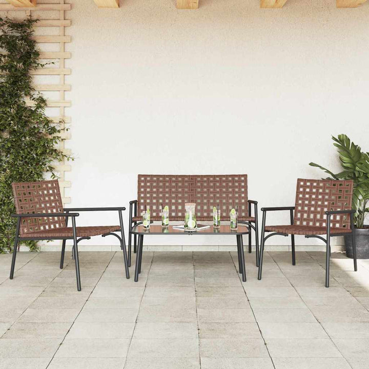 Have Spisebordssæt 4 pcs Brun polyrattan