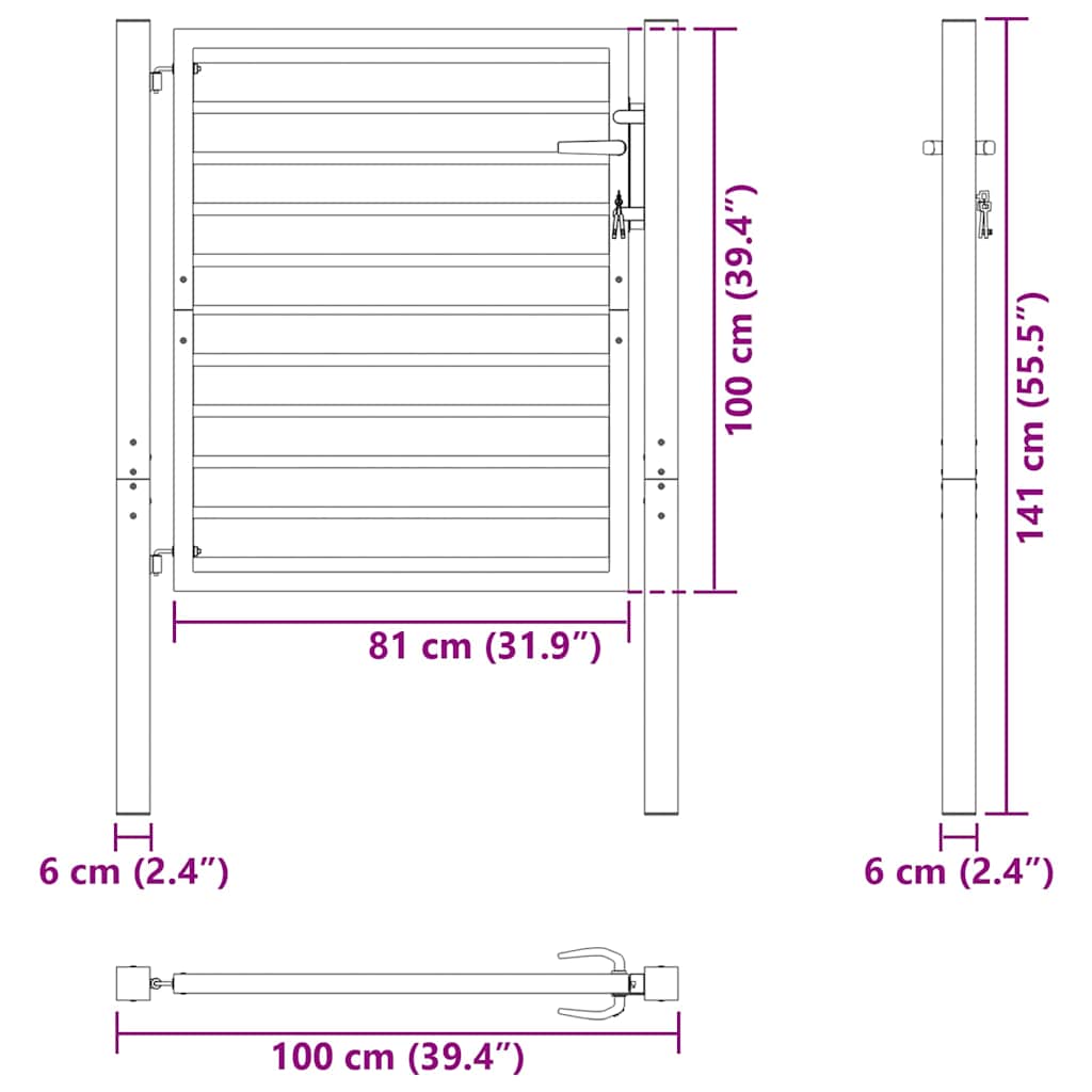 havelåge låsbar 100x100 cm aluminium sort
