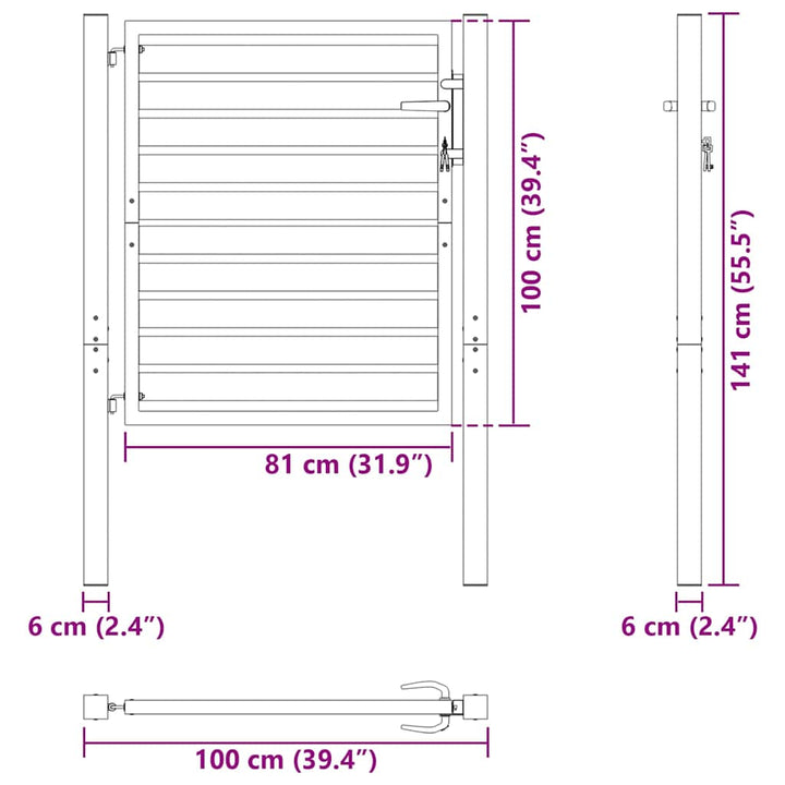 havelåge låsbar 100x100 cm aluminium sort