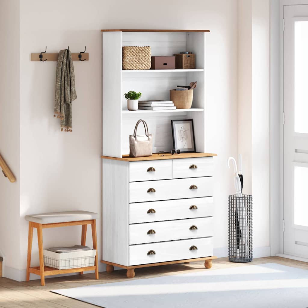 Skab med skuffe ASKIM Hvid 91 x 40 x 200.5 cm Massivt fyrretræ
