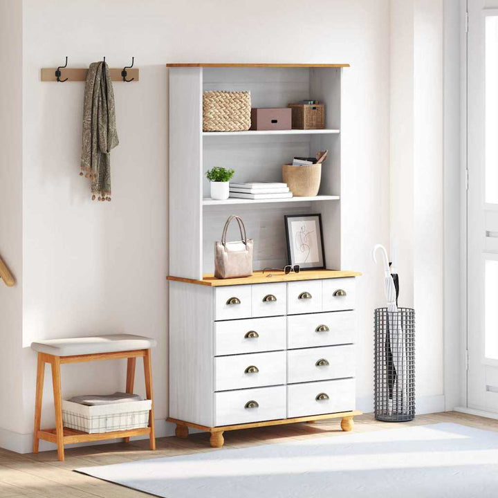Skab med skuffe ASKIM Hvid 91 x 40 x 184 cm Massivt fyrretræ