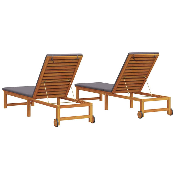Solstol med pude 2 pcs Brun 53 x 202 x 89cm Massivt akacietræ