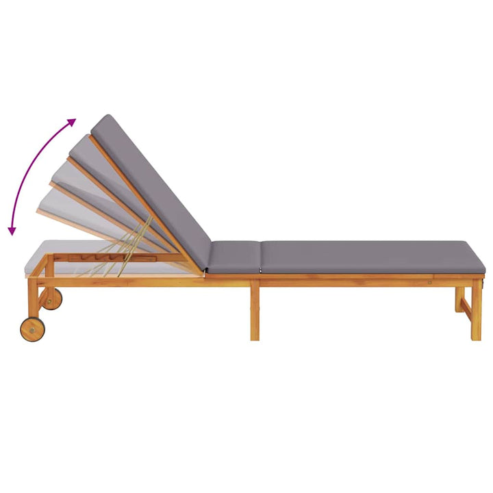 Solstol med pude 2 pcs Brun 53 x 202 x 89cm Massivt akacietræ