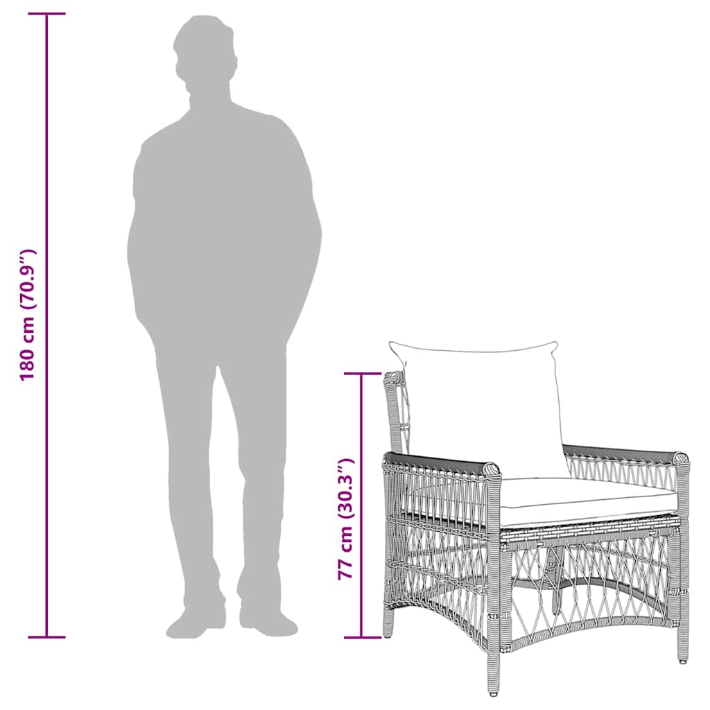 Have Stol Grå 60 x 70 x 78cm polyrattan