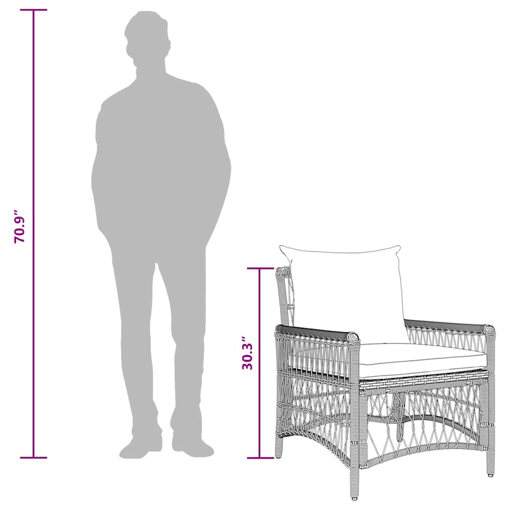 Have Stol Grå 60 x 70 x 78cm polyrattan