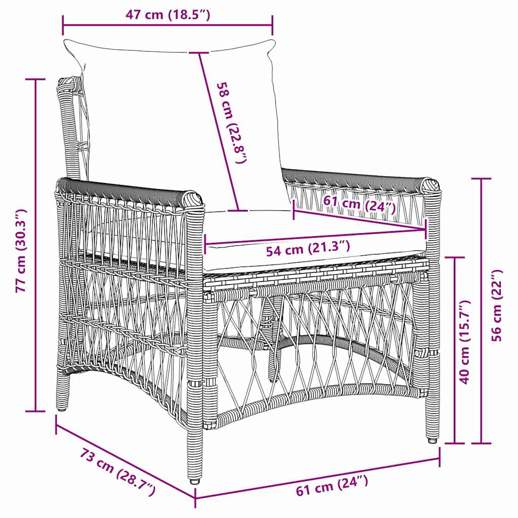 Have Stol Brun 60 x 70 x 78cm polyrattan