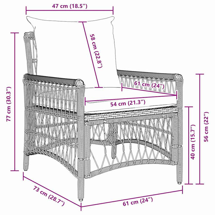 Have Stol Brun 60 x 70 x 78cm polyrattan