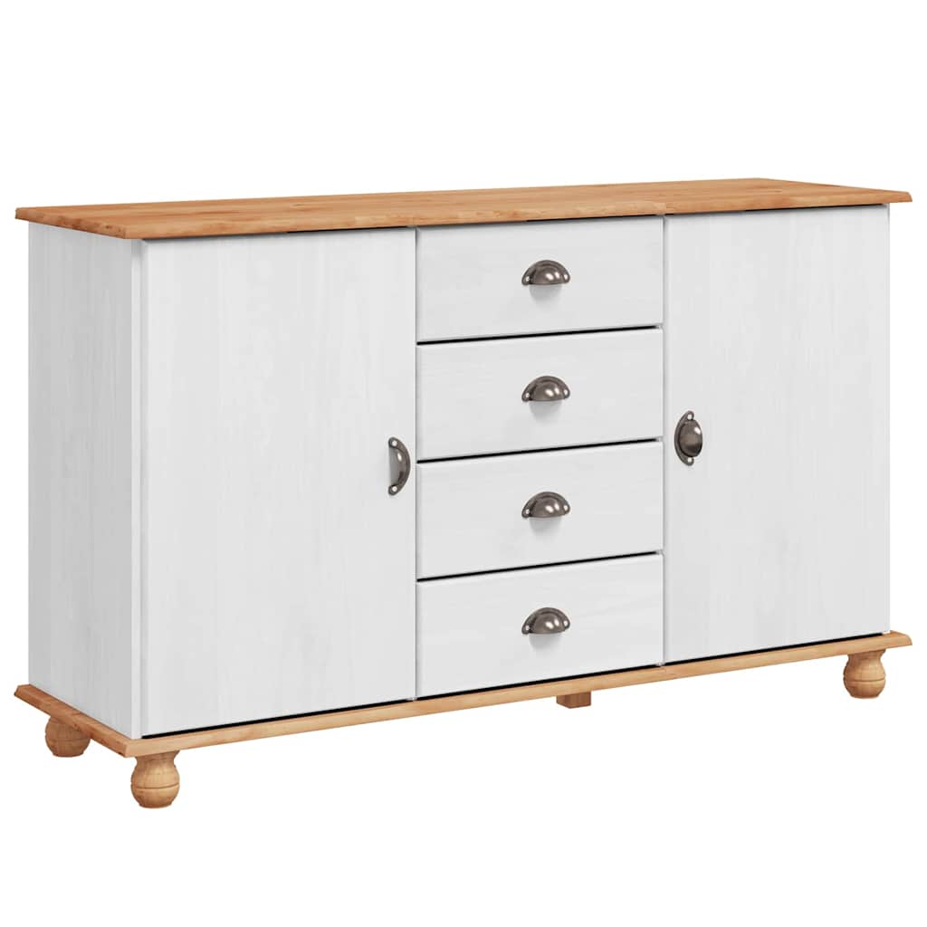 Sideboard ASKIM Hvid 133.5 x 40 x 79 cm Massivt fyrretræ