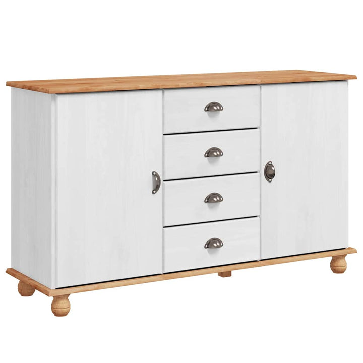 Sideboard ASKIM Hvid 133.5 x 40 x 79 cm Massivt fyrretræ
