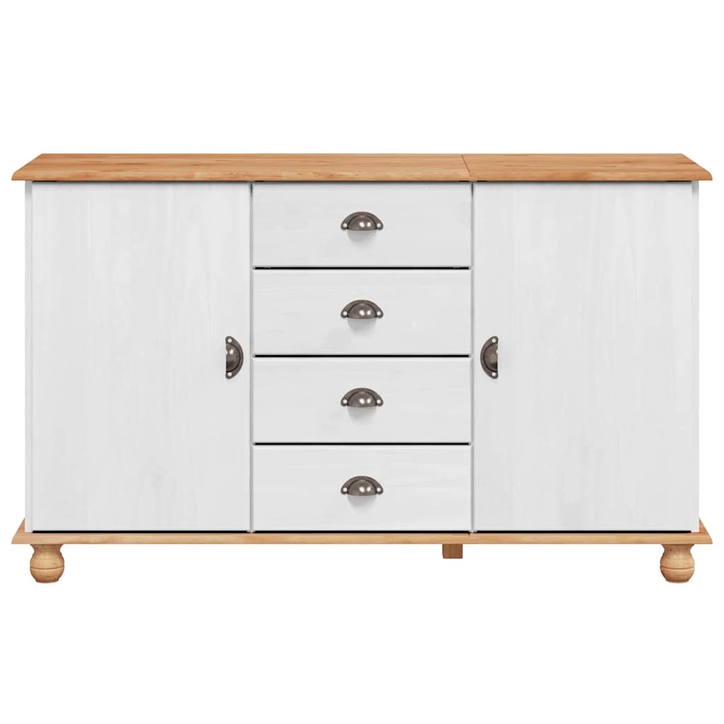 Sideboard ASKIM Hvid 133.5 x 40 x 79 cm Massivt fyrretræ