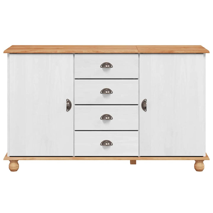 Sideboard ASKIM Hvid 133.5 x 40 x 79 cm Massivt fyrretræ