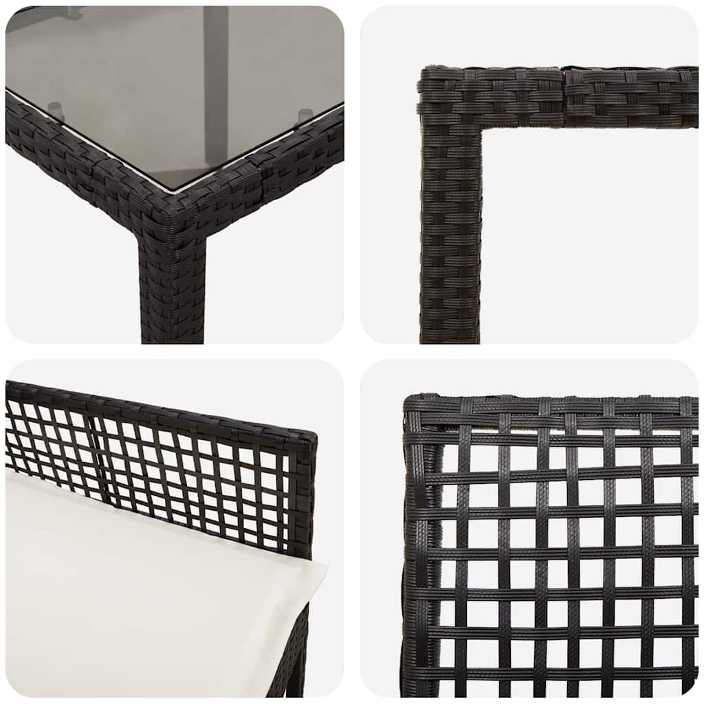 Have Spisebordssæt 3 pcs Sort Poly rattan
