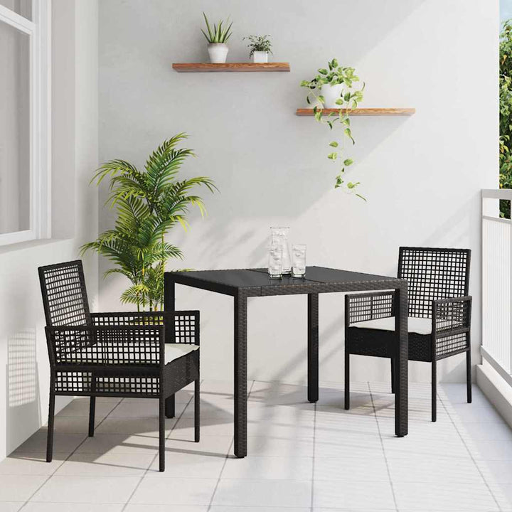 Have Spisebordssæt 3 pcs Sort Poly rattan