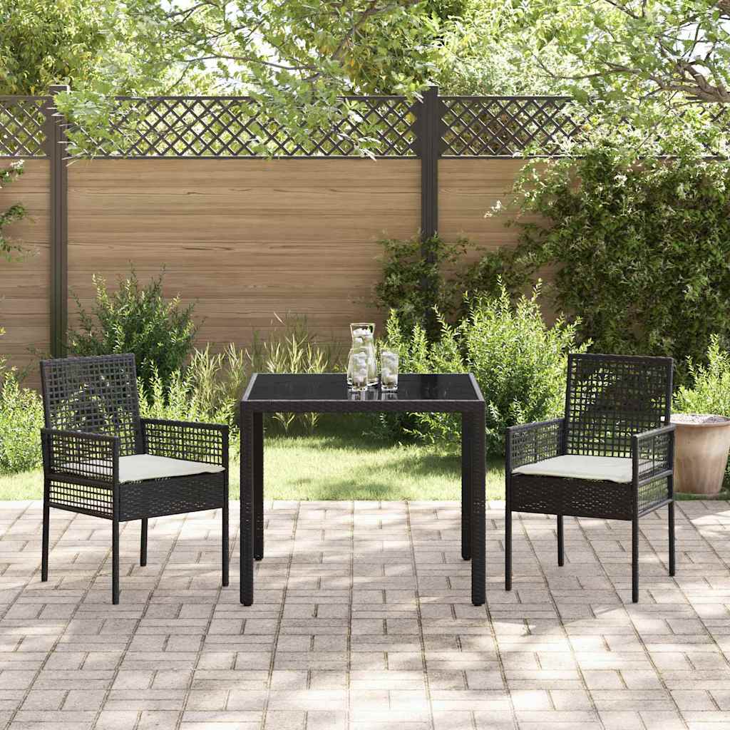 Have Spisebordssæt 3 pcs Sort Poly rattan