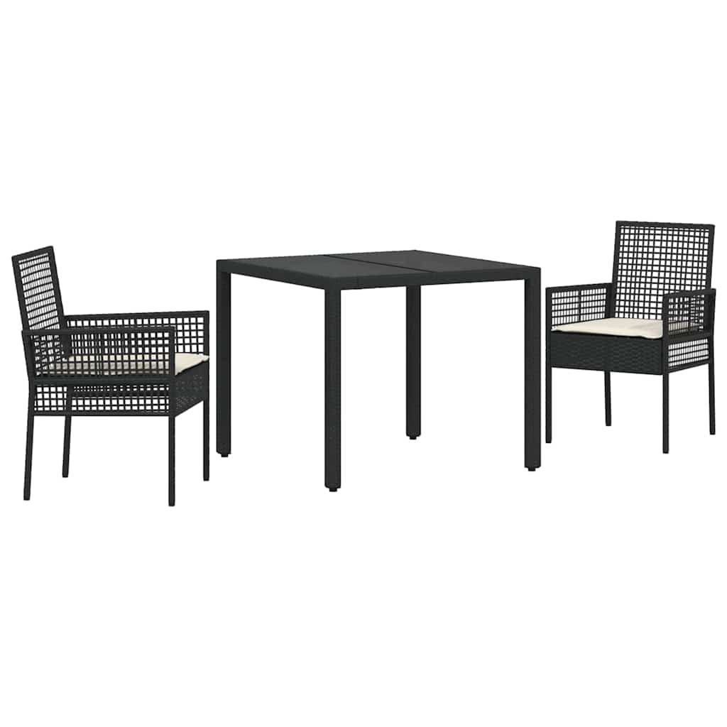 Have Spisebordssæt 3 pcs Sort Poly rattan