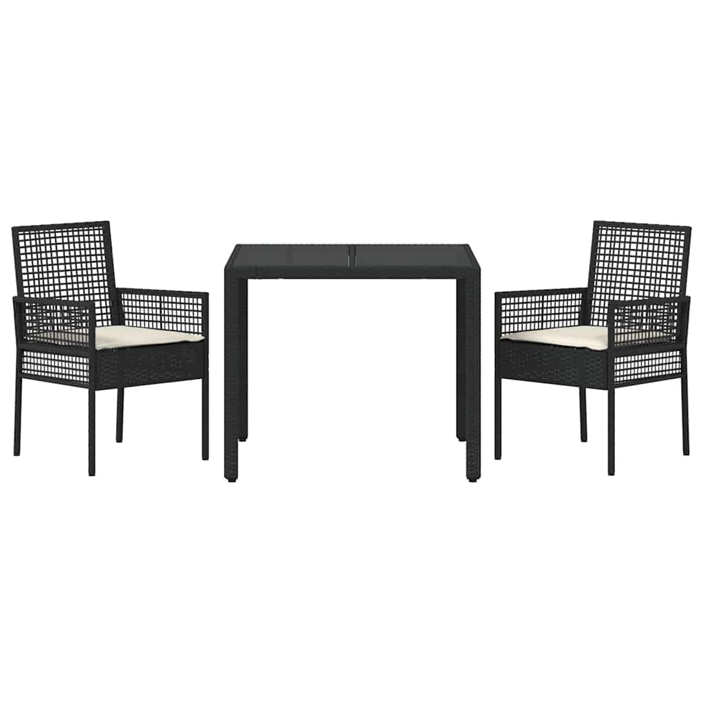 Have Spisebordssæt 3 pcs Sort Poly rattan