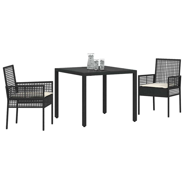 Have Spisebordssæt 3 pcs Sort Poly rattan