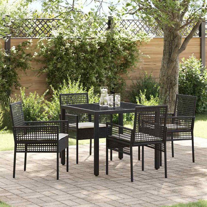 Have Spisebordssæt 5 pcs Sort Poly rattan