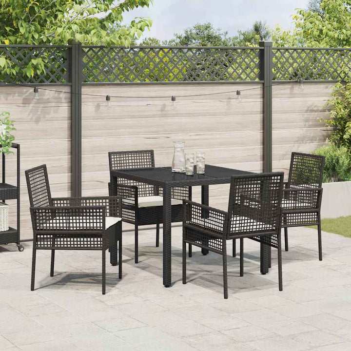Have Spisebordssæt 5 pcs Sort Poly rattan