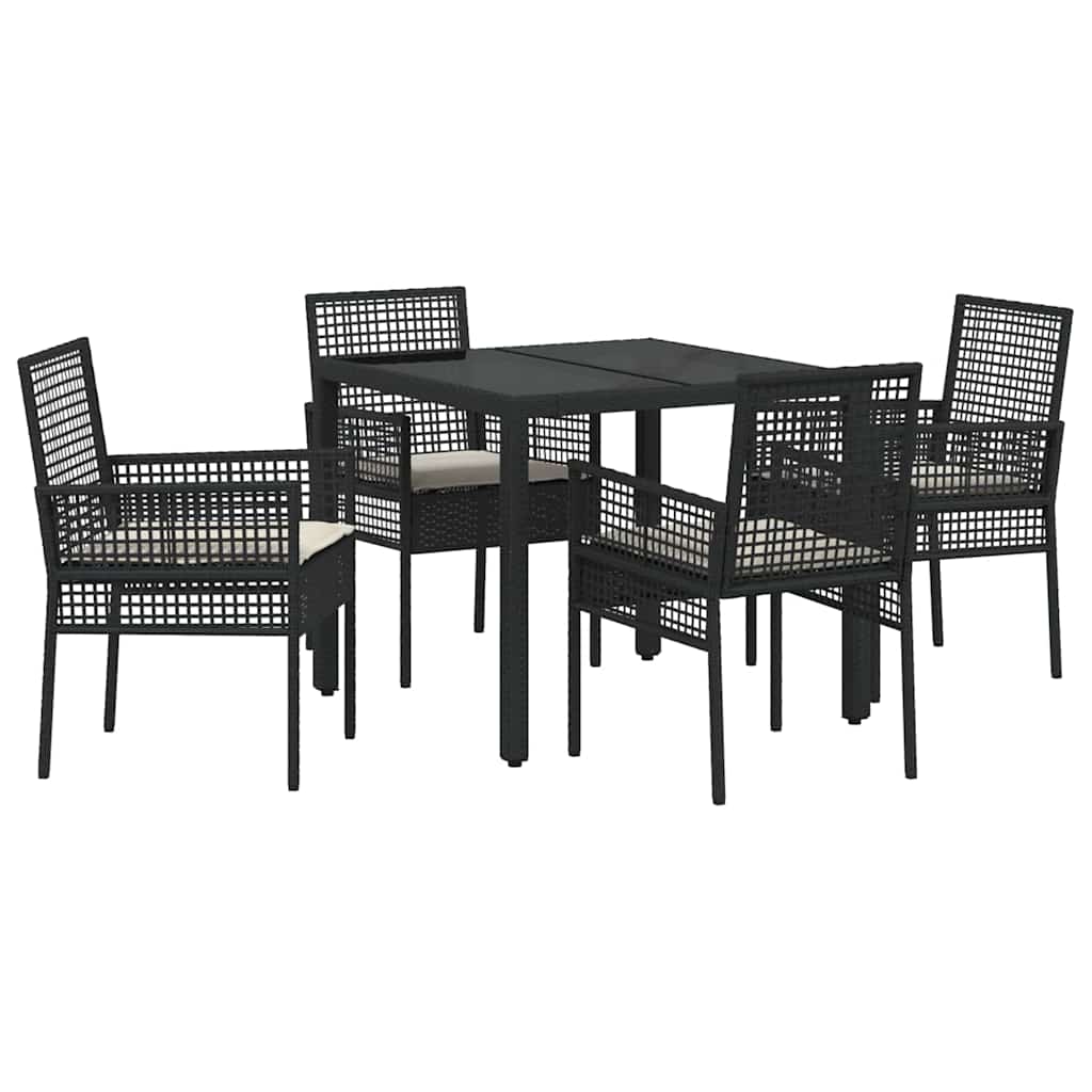 Have Spisebordssæt 5 pcs Sort Poly rattan