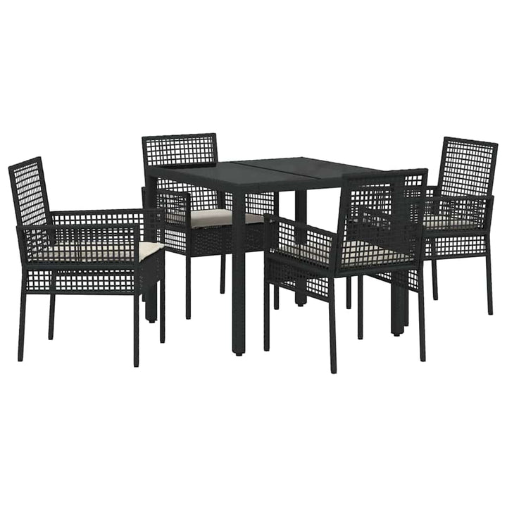 Have Spisebordssæt 5 pcs Sort Poly rattan