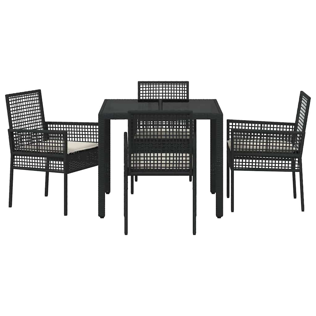 Have Spisebordssæt 5 pcs Sort Poly rattan