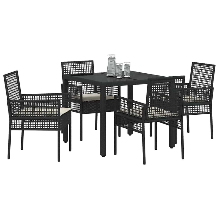 Have Spisebordssæt 5 pcs Sort Poly rattan
