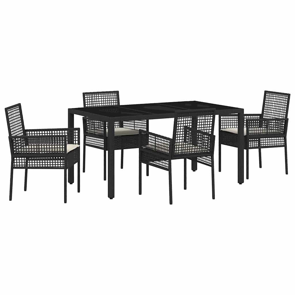 Have Spisebordssæt 5 pcs Sort Poly rattan