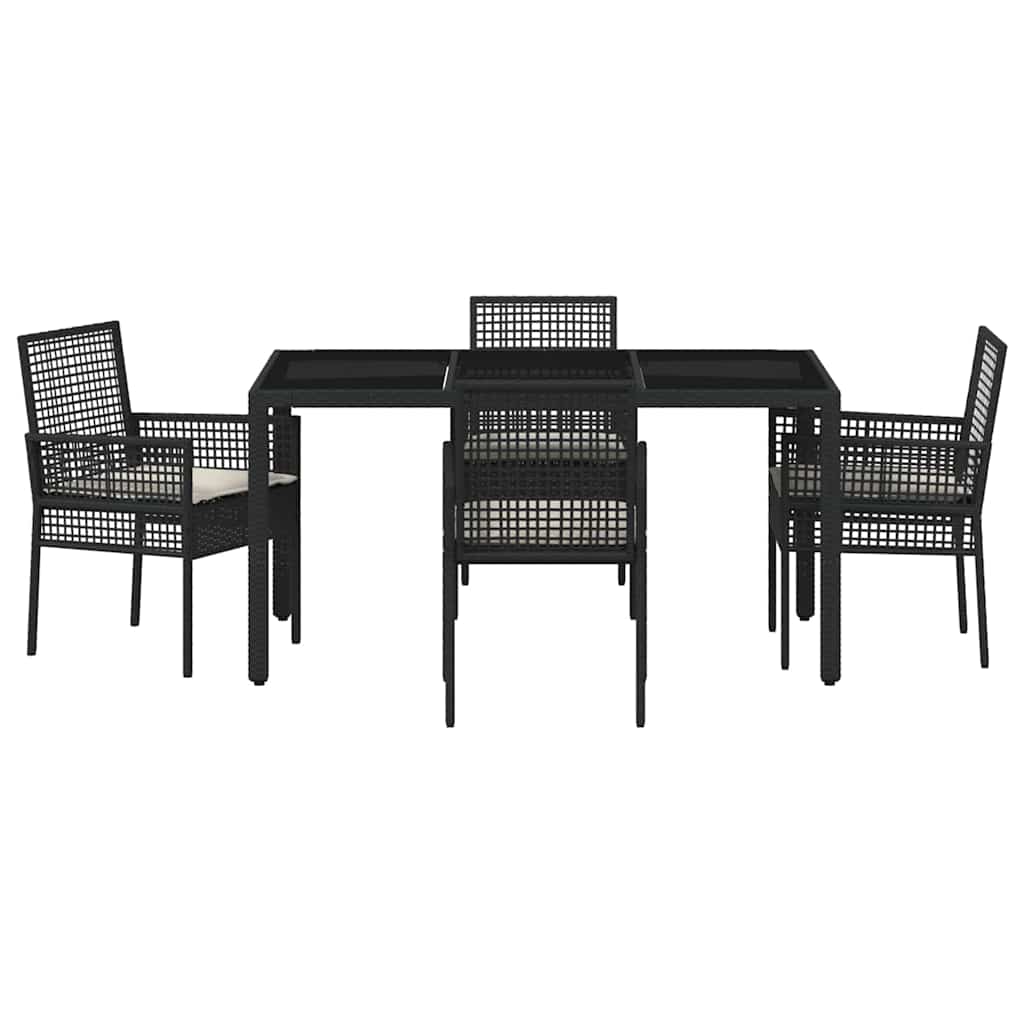 Have Spisebordssæt 5 pcs Sort Poly rattan
