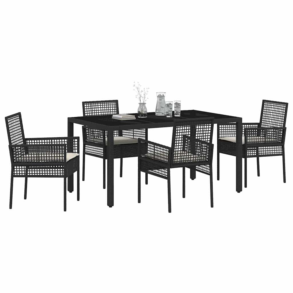Have Spisebordssæt 5 pcs Sort Poly rattan