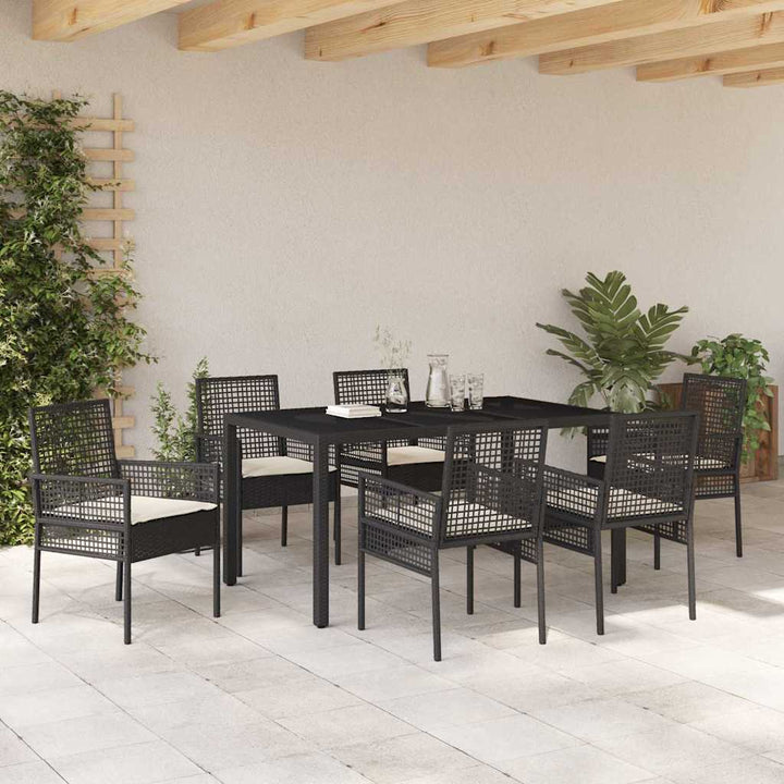 Have Spisebordssæt 7 pcs Sort Poly rattan