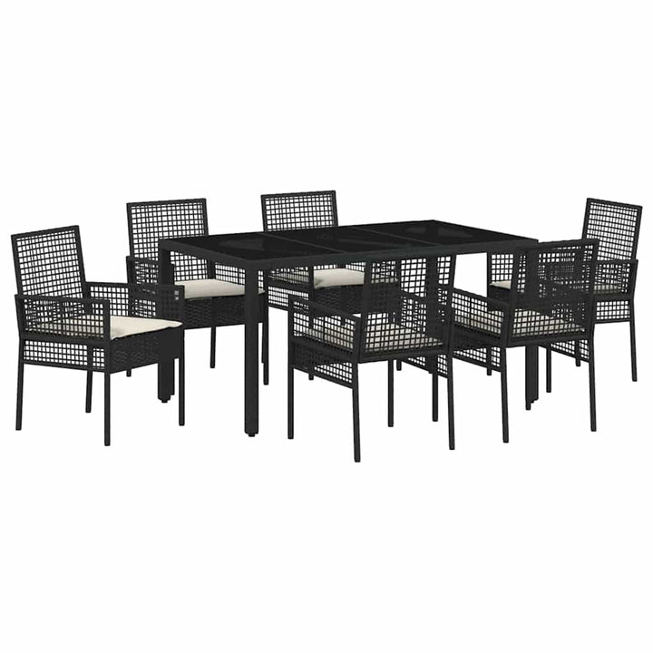 Have Spisebordssæt 7 pcs Sort Poly rattan