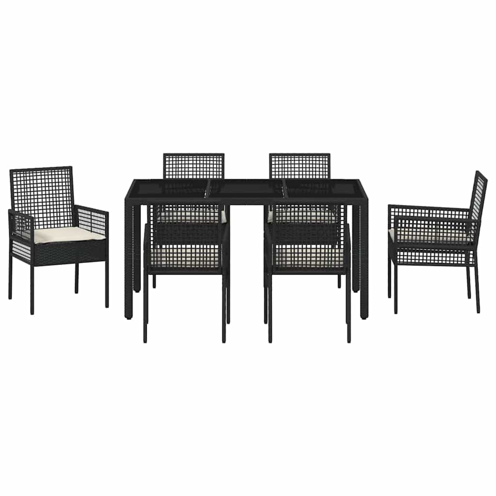 Have Spisebordssæt 7 pcs Sort Poly rattan