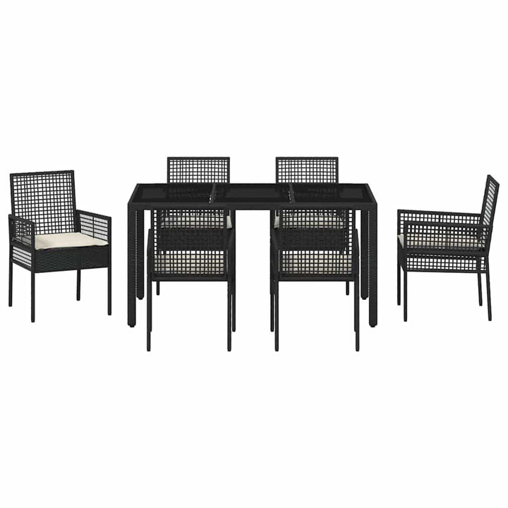 Have Spisebordssæt 7 pcs Sort Poly rattan