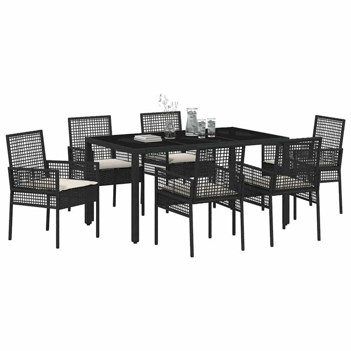 Have Spisebordssæt 7 pcs Sort Poly rattan