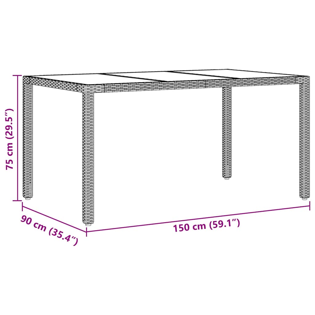 Have Spisebordssæt 7 pcs Sort Poly rattan
