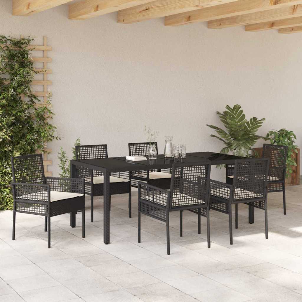 Have Spisebordssæt 7 pcs Sort Poly rattan