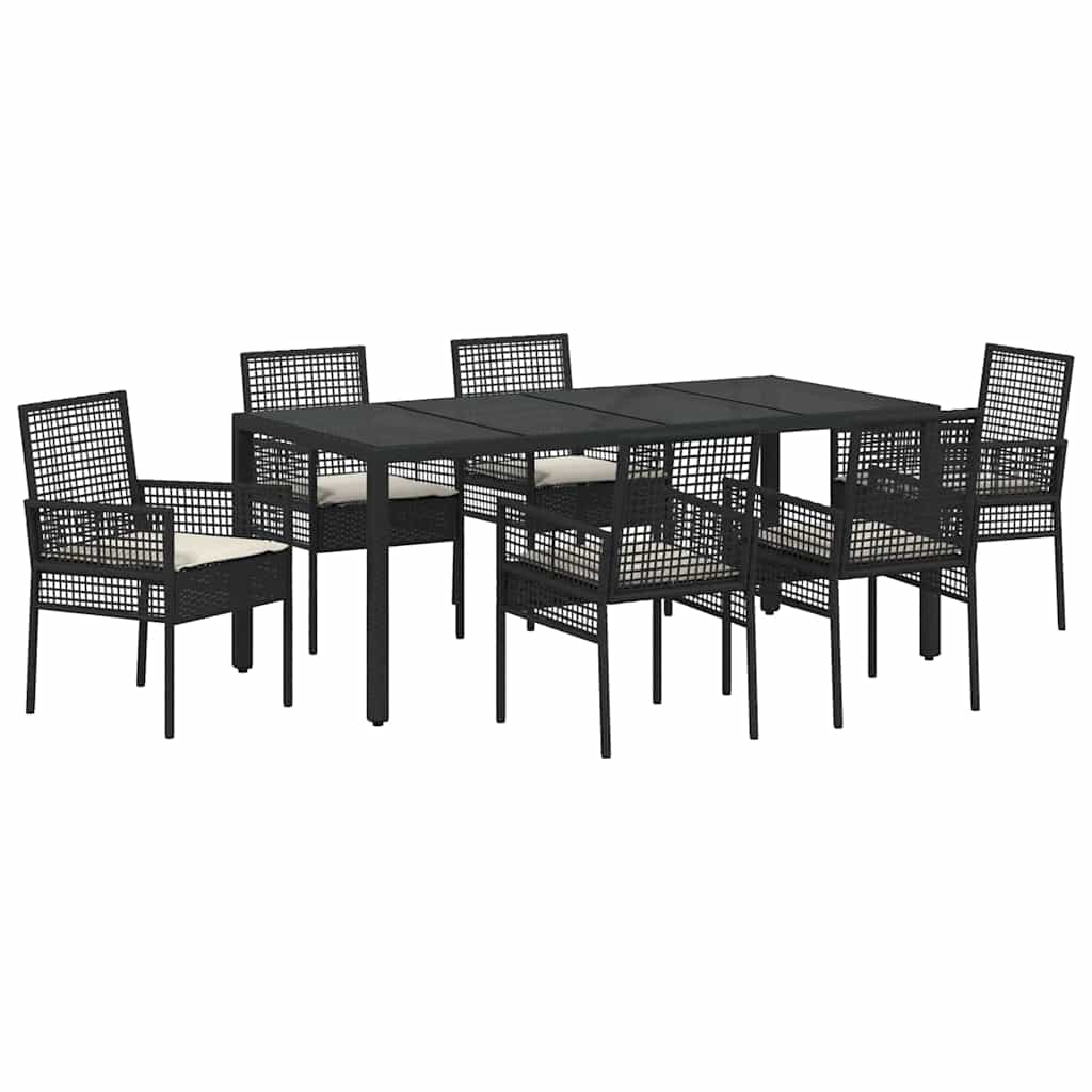 Have Spisebordssæt 7 pcs Sort Poly rattan