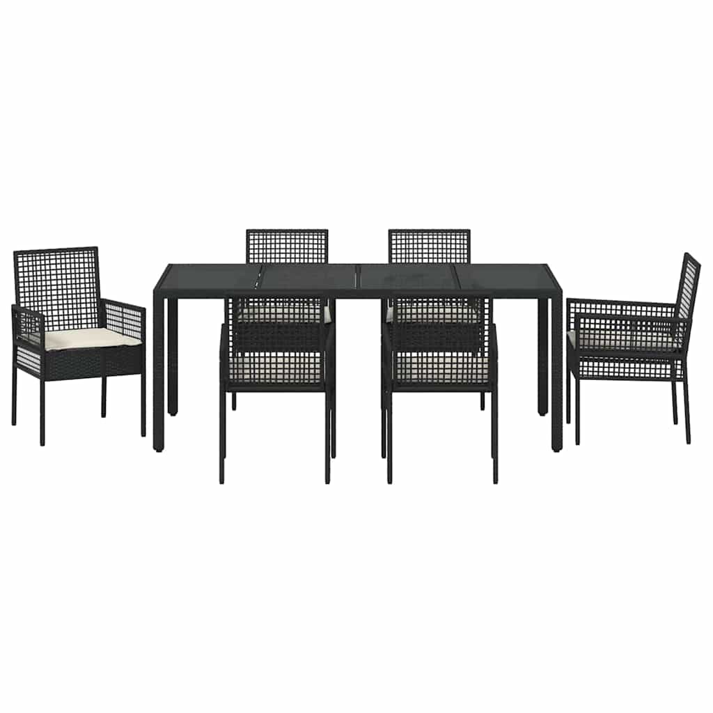 Have Spisebordssæt 7 pcs Sort Poly rattan