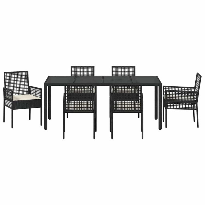 Have Spisebordssæt 7 pcs Sort Poly rattan
