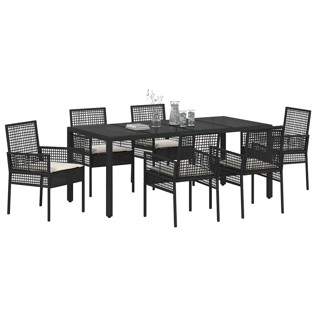 Have Spisebordssæt 7 pcs Sort Poly rattan