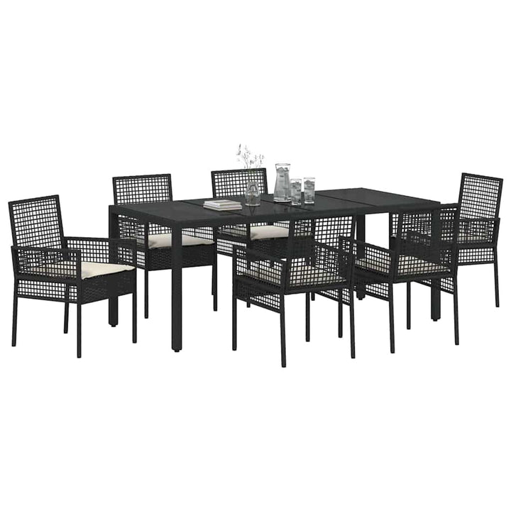 Have Spisebordssæt 7 pcs Sort Poly rattan