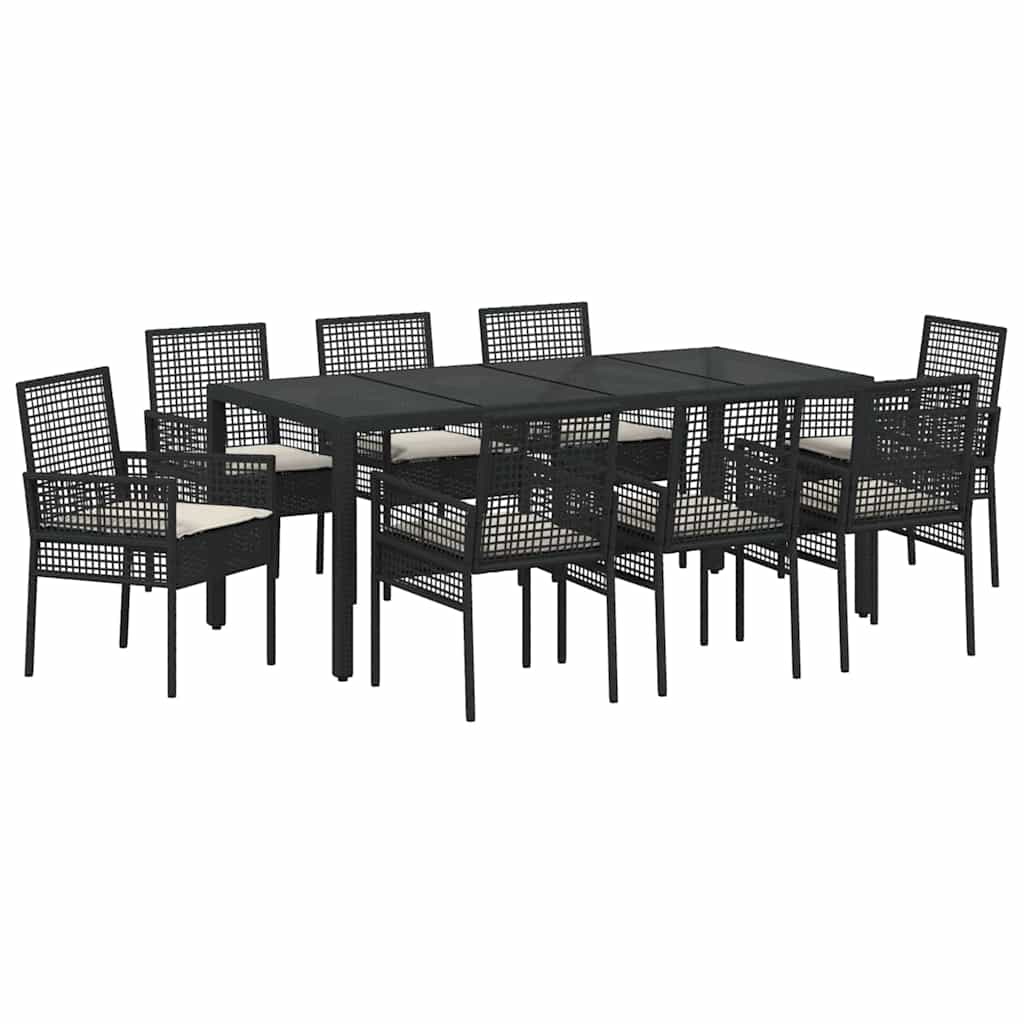 Have Spisebordssæt 9 pcs Sort Poly rattan