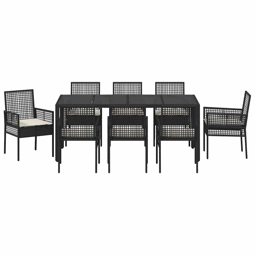 Have Spisebordssæt 9 pcs Sort Poly rattan