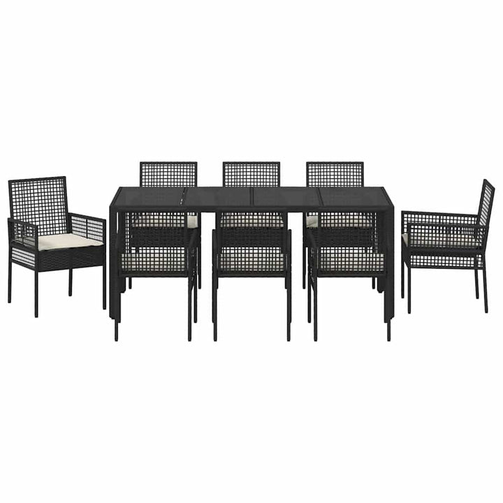 Have Spisebordssæt 9 pcs Sort Poly rattan