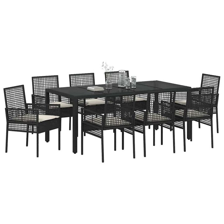 Have Spisebordssæt 9 pcs Sort Poly rattan
