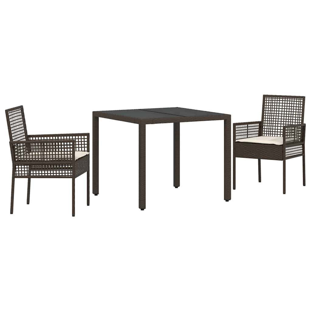 Have Spisebordssæt 3 pcs Brun Poly rattan