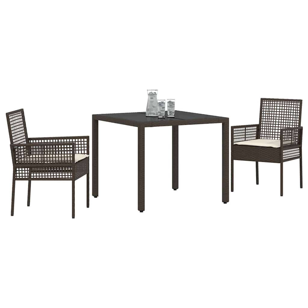 Have Spisebordssæt 3 pcs Brun Poly rattan