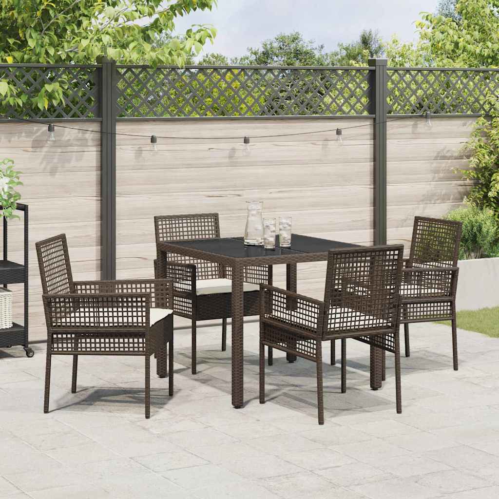 Have Spisebordssæt 5 pcs Brun Poly rattan